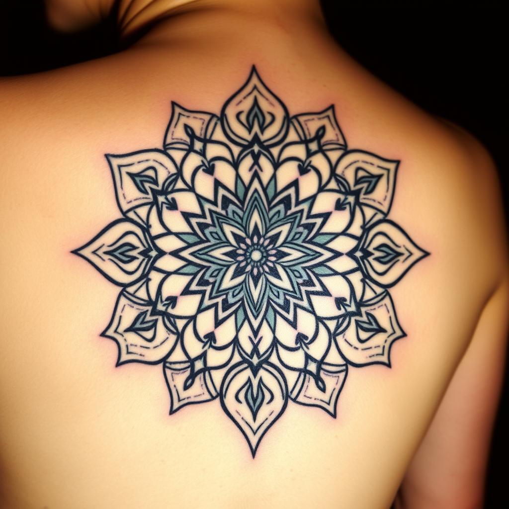 Geometrisk drömtatuering med mandala-element Geometrisk drömtatuering med mandala-element