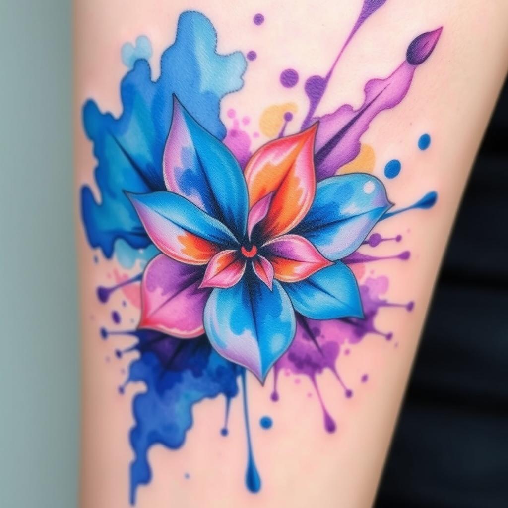 Färgglad watercolor tatuering från Wolf Street Tattoos Färgglad watercolor tatuering från Wolf Street Tattoos