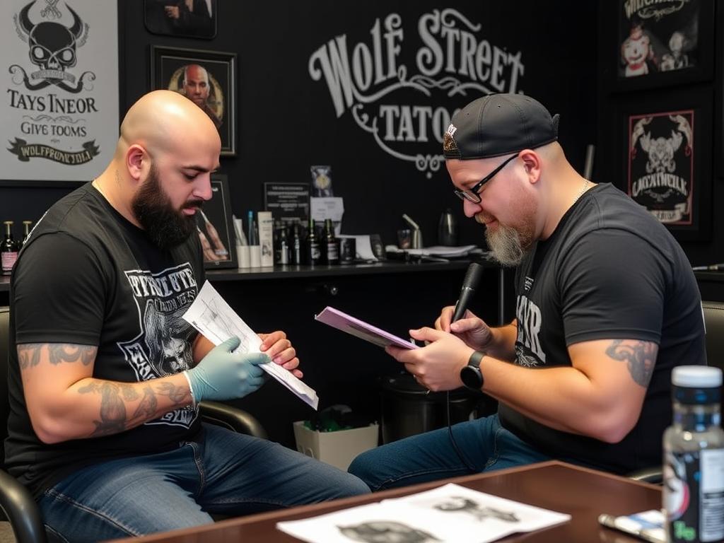 Konsultation för drop-in tatuering på Wolf Street Tattoos i Göteborg