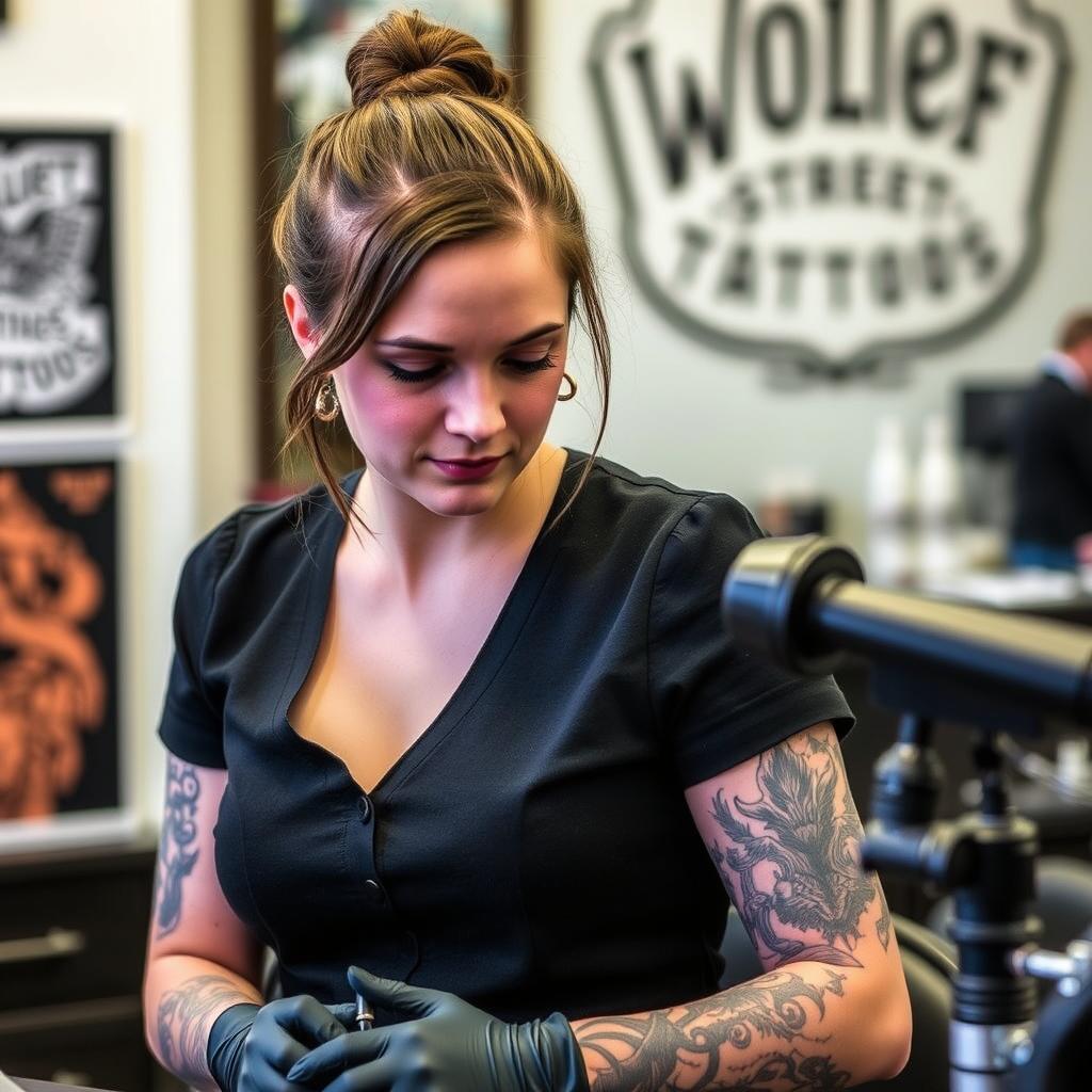 Lina, tatuerare på Wolf Street Tattoos specialiserad på realistiska tatueringar