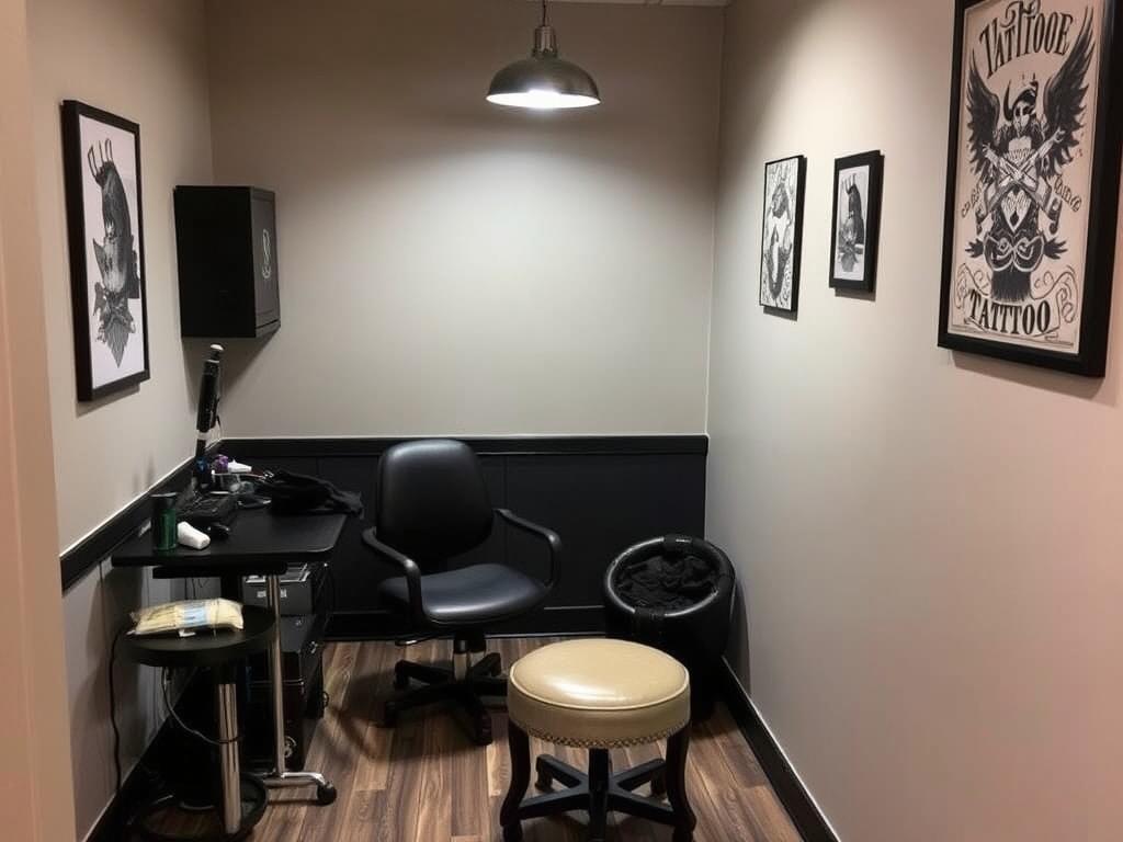 Privat tatueringsområde på Wolf Street Tattoos för diskreta sessioner