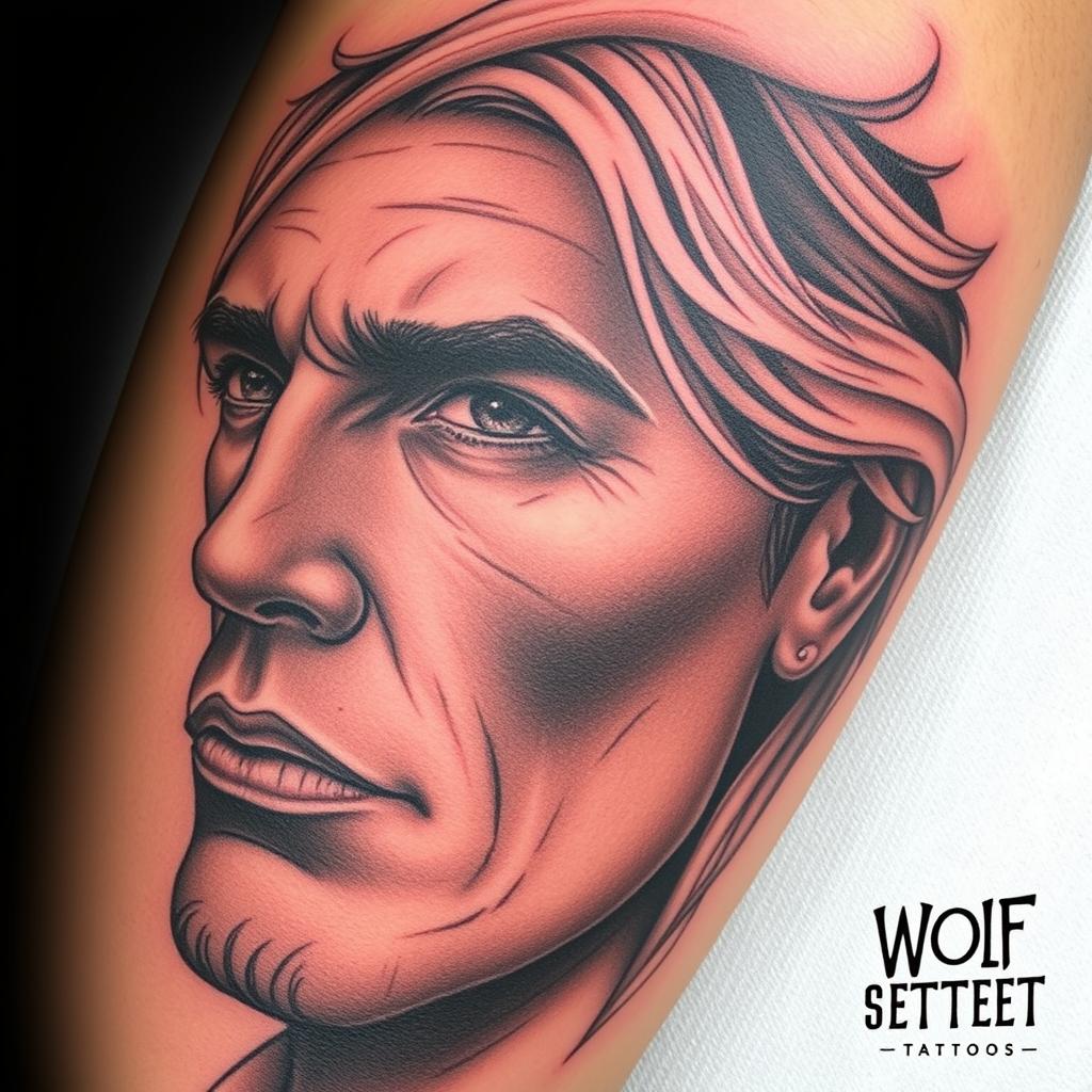 Realistisk tatueringskonst från Wolf Street Tattoos som visar detaljerat porträtt